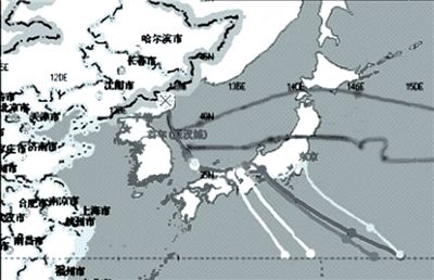 中國環(huán)保部發(fā)布的模擬軌跡圖。